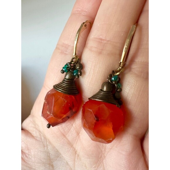 14k gold filled carnelian dangle Earrings - Picture 2 of 6